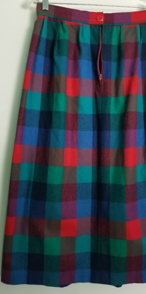 Vintage Pendleton plaid check bright wool skirt - Picture 3 of 6